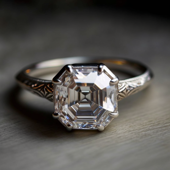 Asscher Cut Diamond Engagement Ring